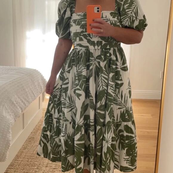 NEW Abercrombie & Fitch Emerson Linen-Blend Puff Sleeve Midi Dress XXLT - Picture 7 of 13